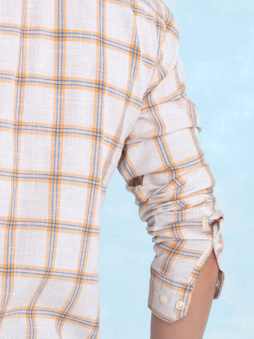 Orange Checked Casual Shirt