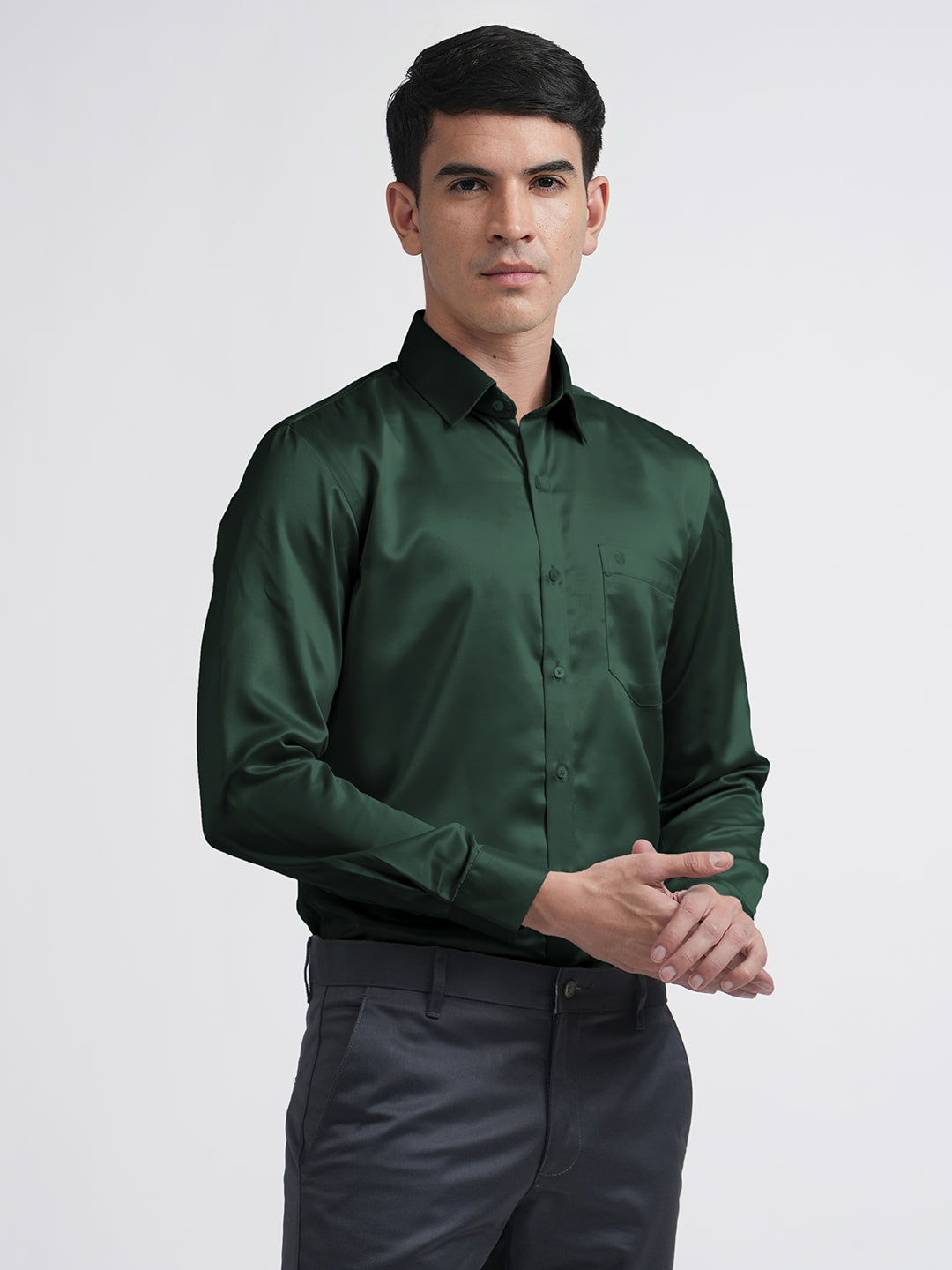 dark green satin top
