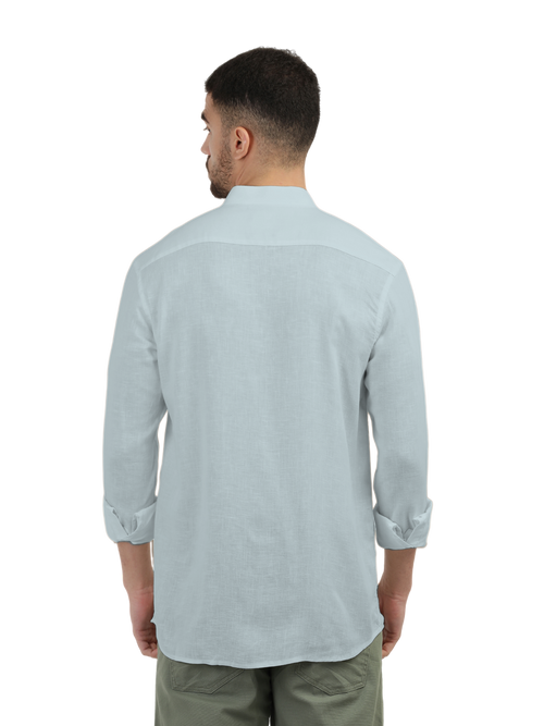 Mist Blue Solid Casual Shirt