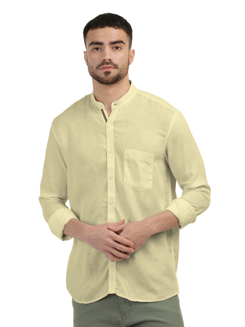 Butter Yellow Solid Casual Shirt