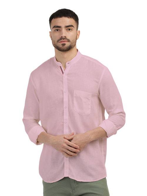 Baby Pink Solid Casual Shirt