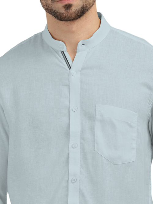 Mist Blue Solid Casual Shirt