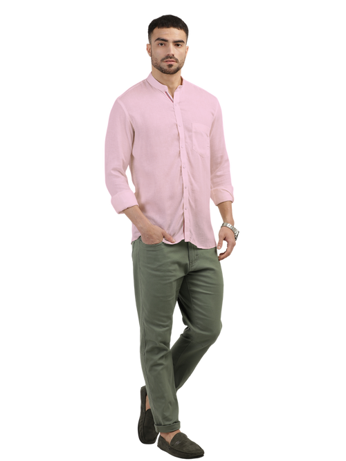 Baby Pink Solid Casual Shirt