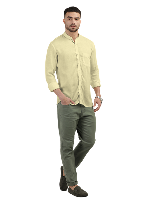 Butter Yellow Solid Casual Shirt