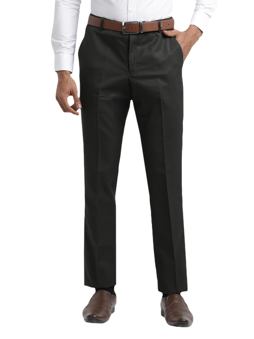 Olive Micro Dobby Solid Trousers