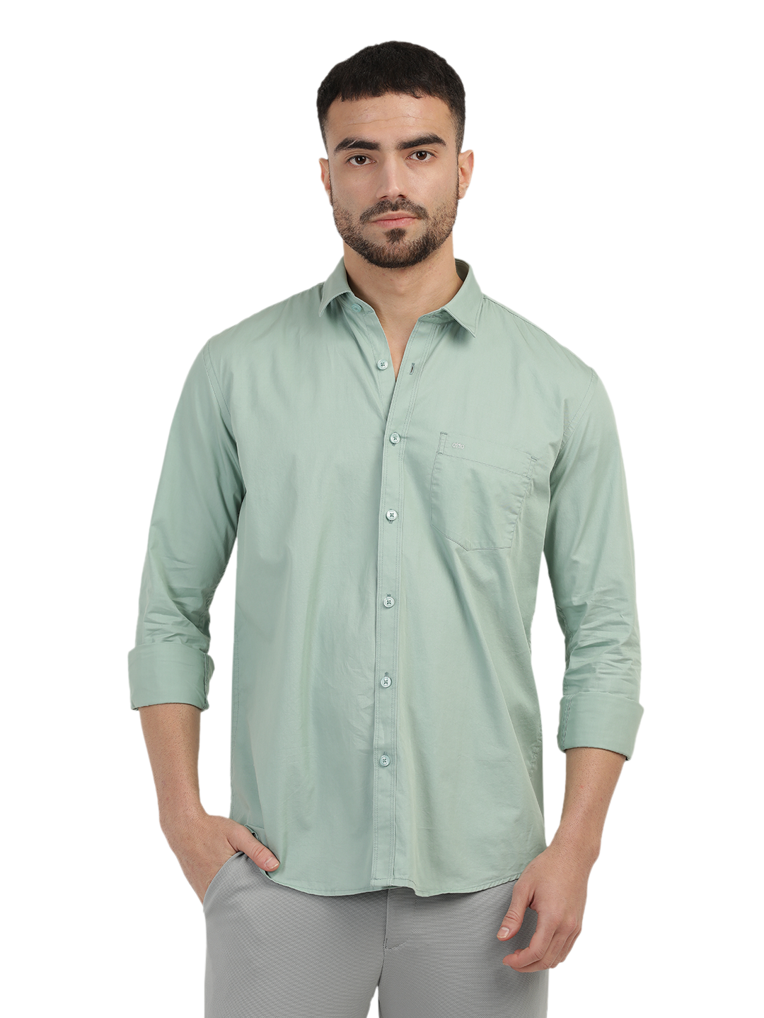 Apple Green Twill Solid Shirt