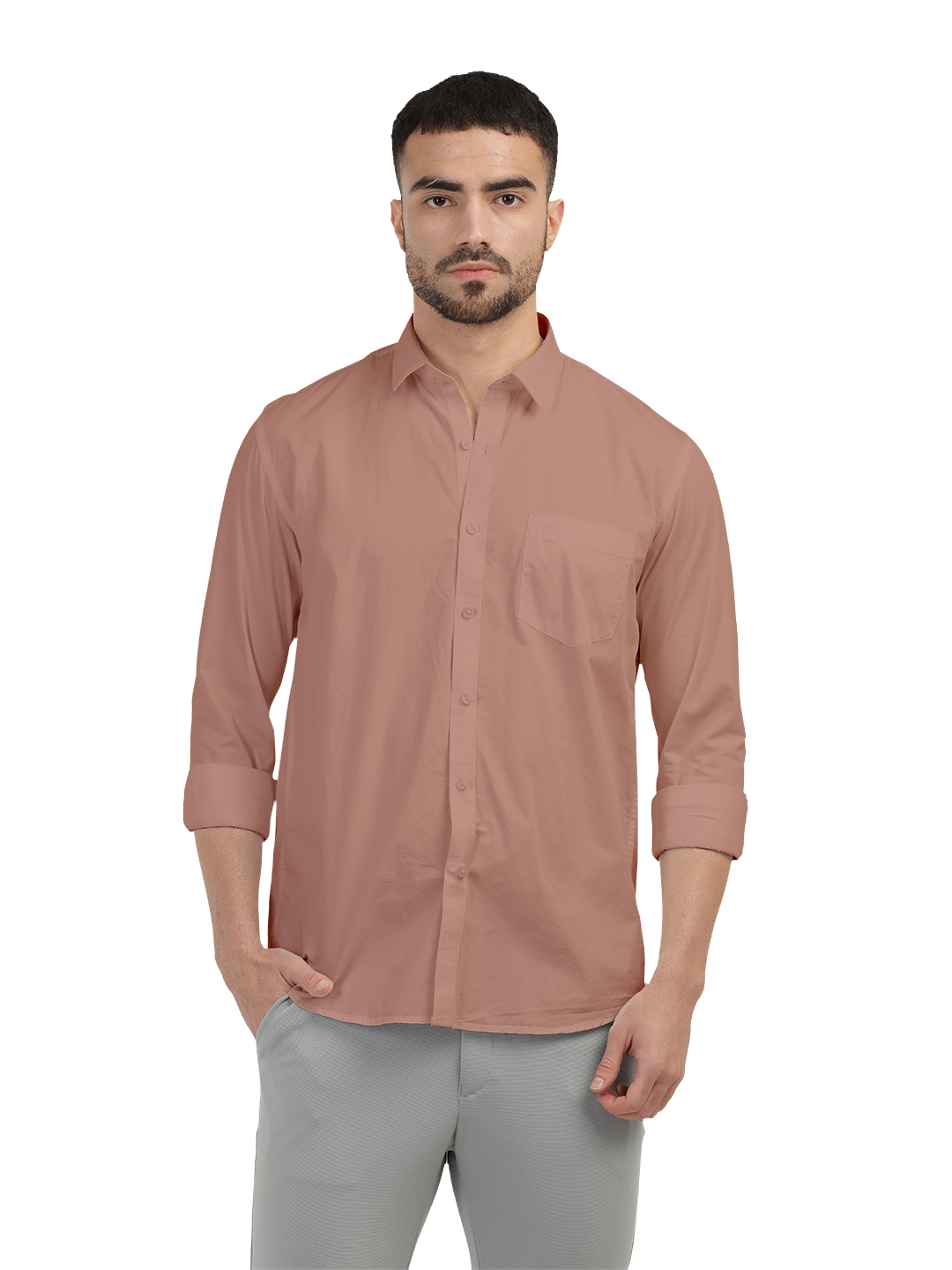 Pastel Pink Twill Solid Shirt