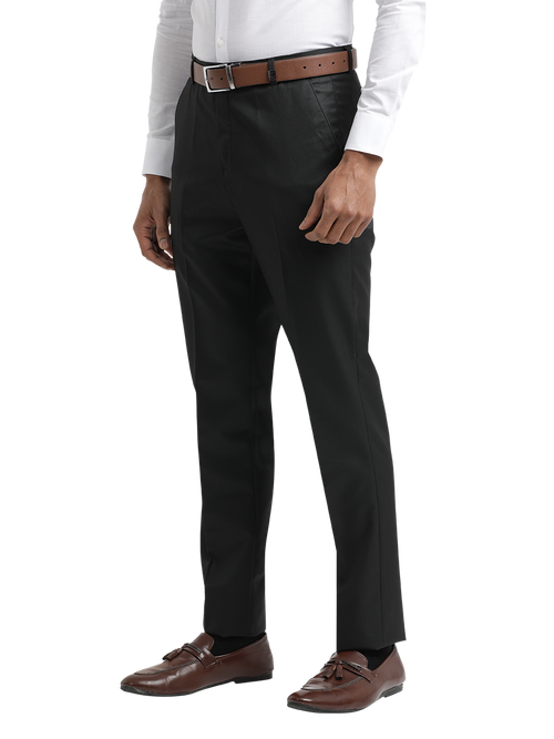Black Micro Dobby Solid Trousers