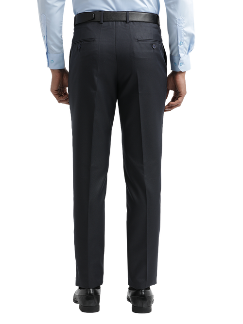 Navy Micro Dobby Solid Trousers