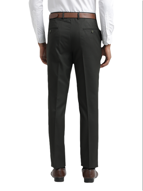 Olive Micro Dobby Solid Trousers