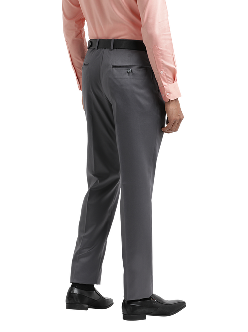 Stone Grey Satin Cotton Formal Trousers