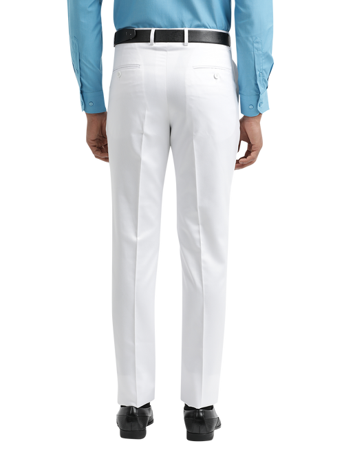 White Satin Cotton Formal Trousers