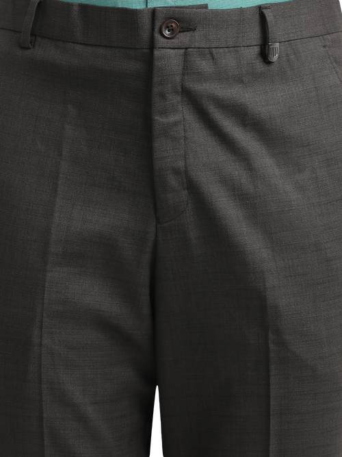 Coffee Melange Cotton Formal Trousers