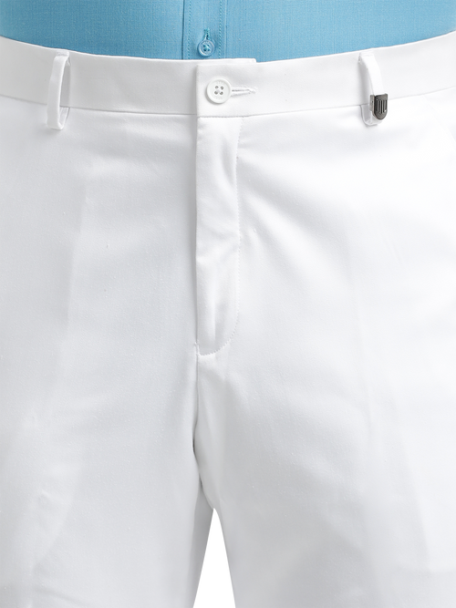 White Satin Cotton Formal Trousers