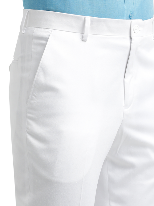 White Satin Cotton Formal Trousers