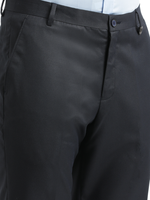 Navy Micro Dobby Solid Trousers