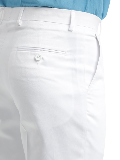 White Satin Cotton Formal Trousers