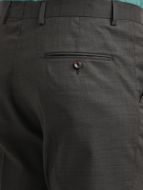 Coffee Melange Cotton Formal Trousers