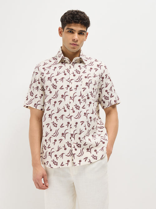 Maroon Printed Casual Shirt