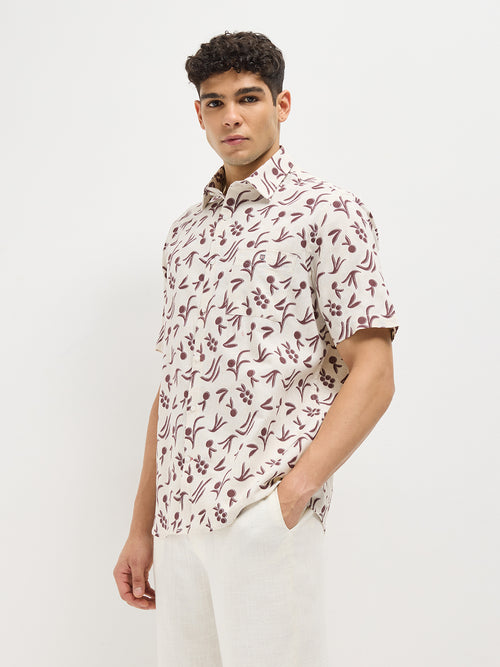 Maroon Printed Casual Shirt