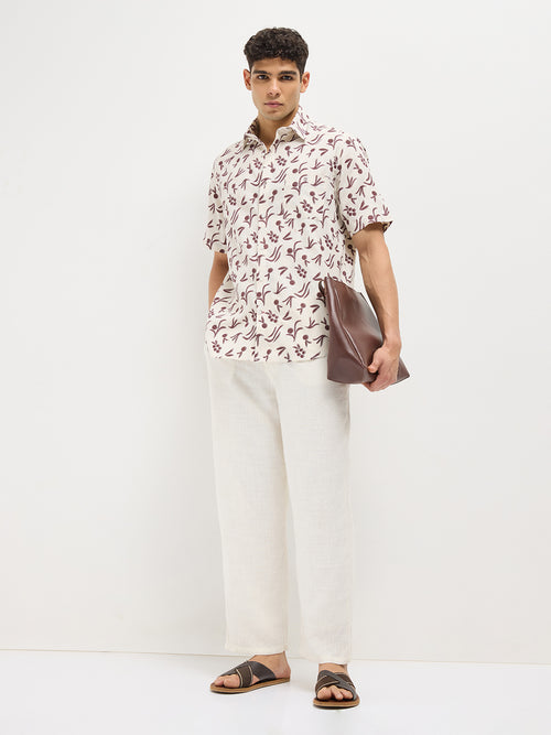 Maroon Printed Casual Shirt