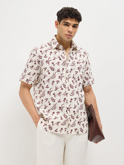 Maroon Printed Casual Shirt
