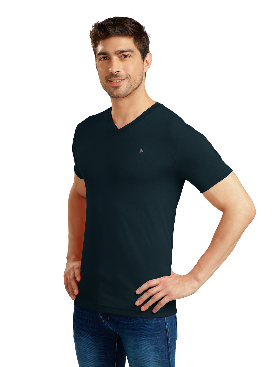 LOTTO T-SHIRT V NECK BLUE