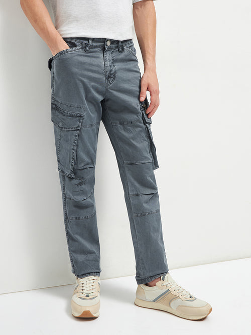 Melange Grey Casual Cargo Trouser