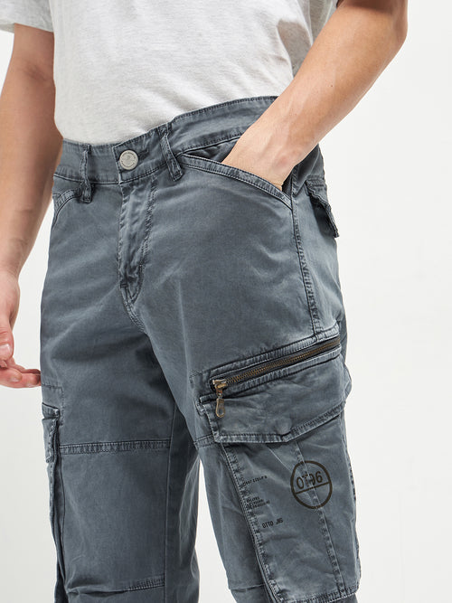 Melange Grey Casual Cargo Trouser