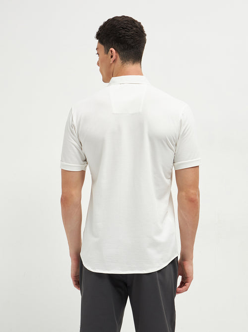 White Button Down Knit T Shirt