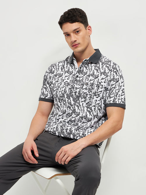 Black Printed Polo T Shirt
