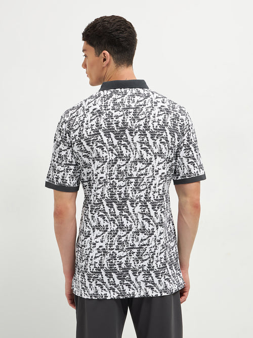 Black Printed Polo T Shirt