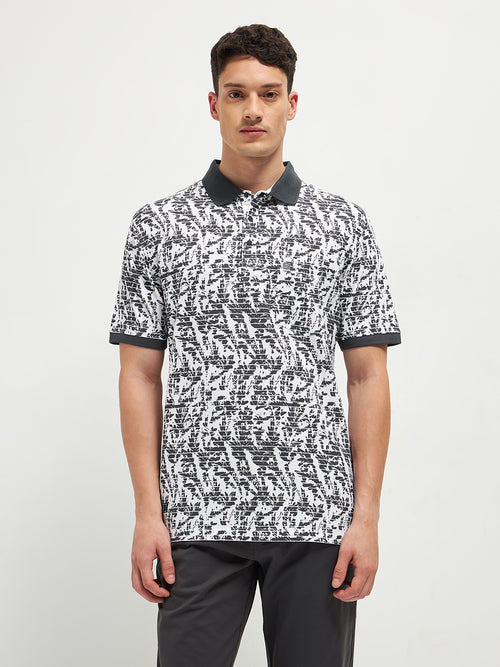 Black Printed Polo T Shirt