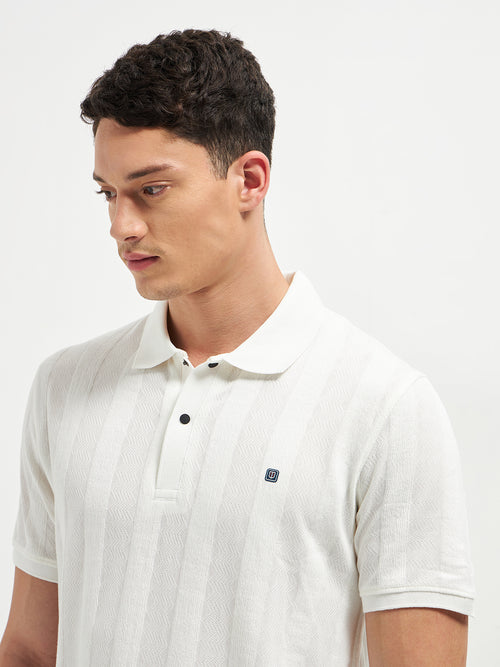 Ivory Stripes Polo T Shirt