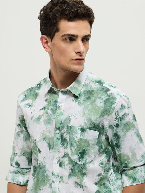 Green Printed Casual Shirt