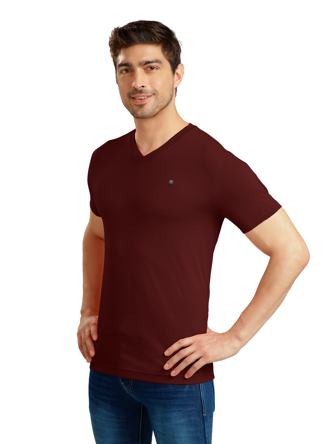 LOTTO T-SHIRT V NECK WINE RED