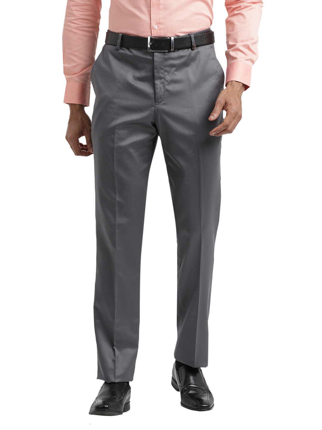 Stone Grey Satin Formal Trousers | Workwear trousers for men ottostore.com Stone Grey Satin Formal Trousers | Workwear trousers for men ottostore.com