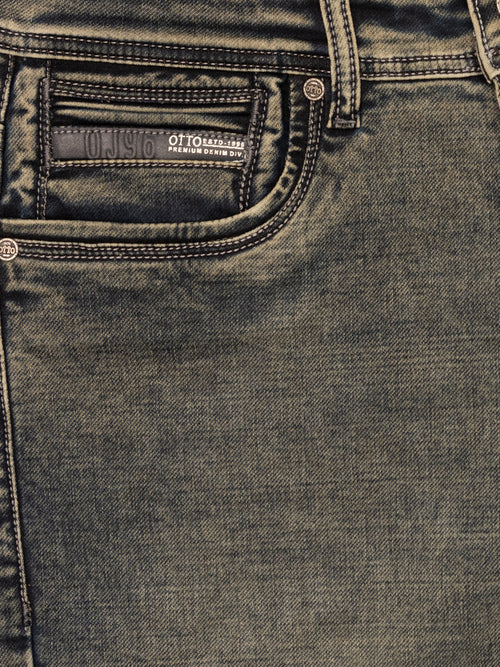 Bottle Green Faded Denim Trousers