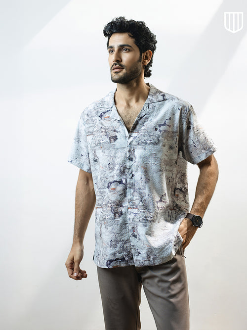 Brown Abstract Printed Casual Shirt