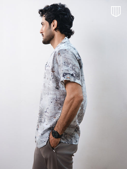 Brown Abstract Printed Casual Shirt