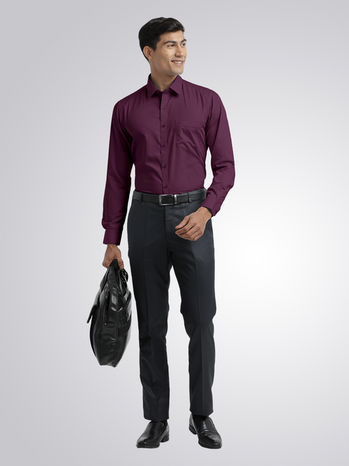 Wine Twill Wrinkle Free Solid Shirt