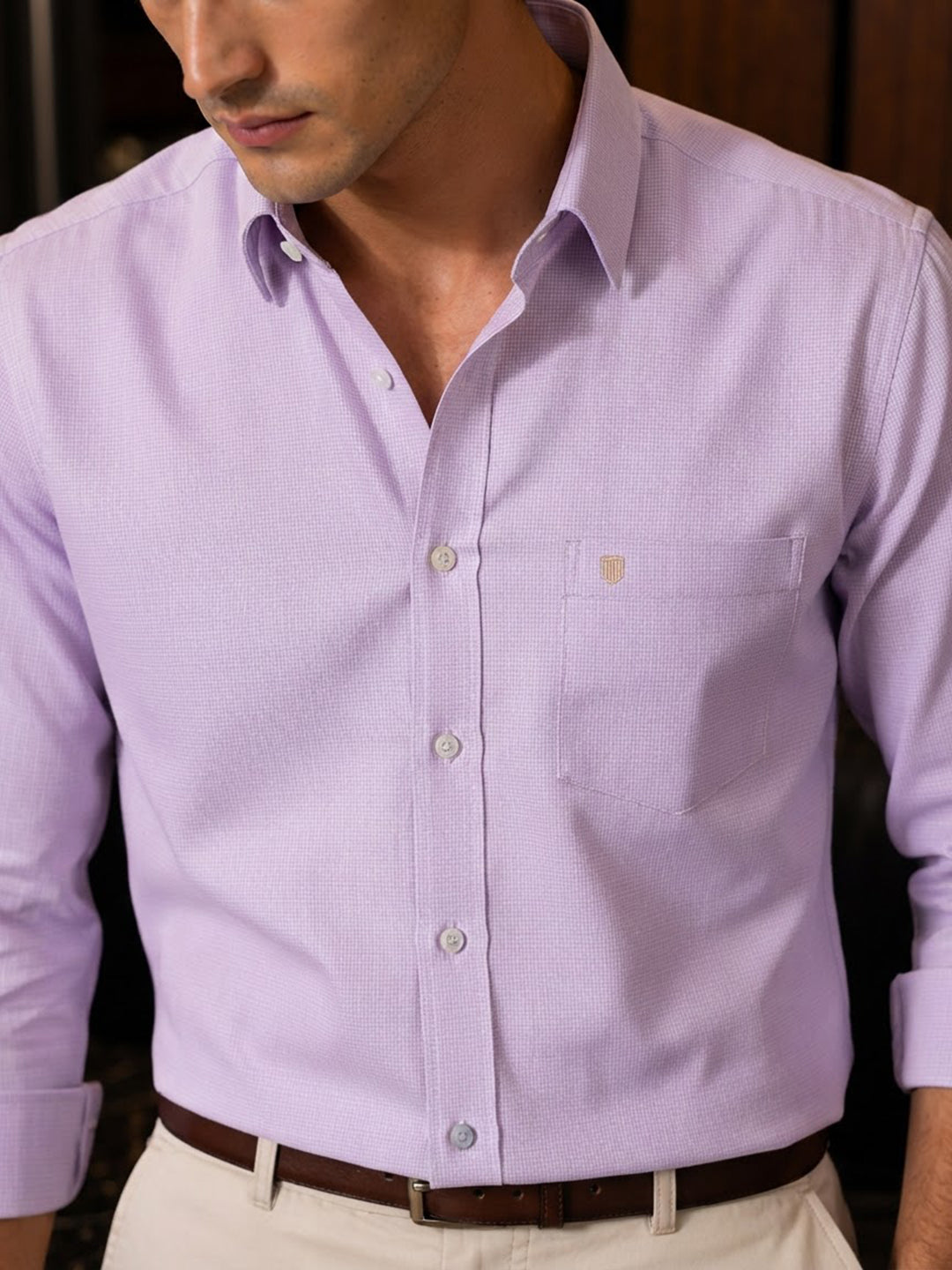 Powder Pink Micro Checkered Formal Shirt