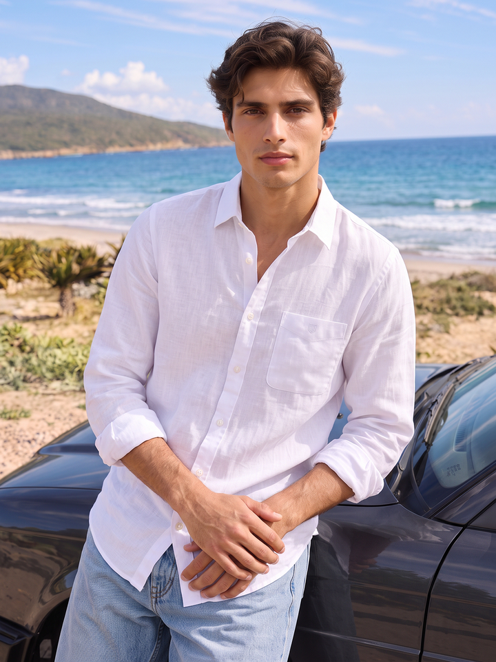 Frost White Plain Casual Shirt