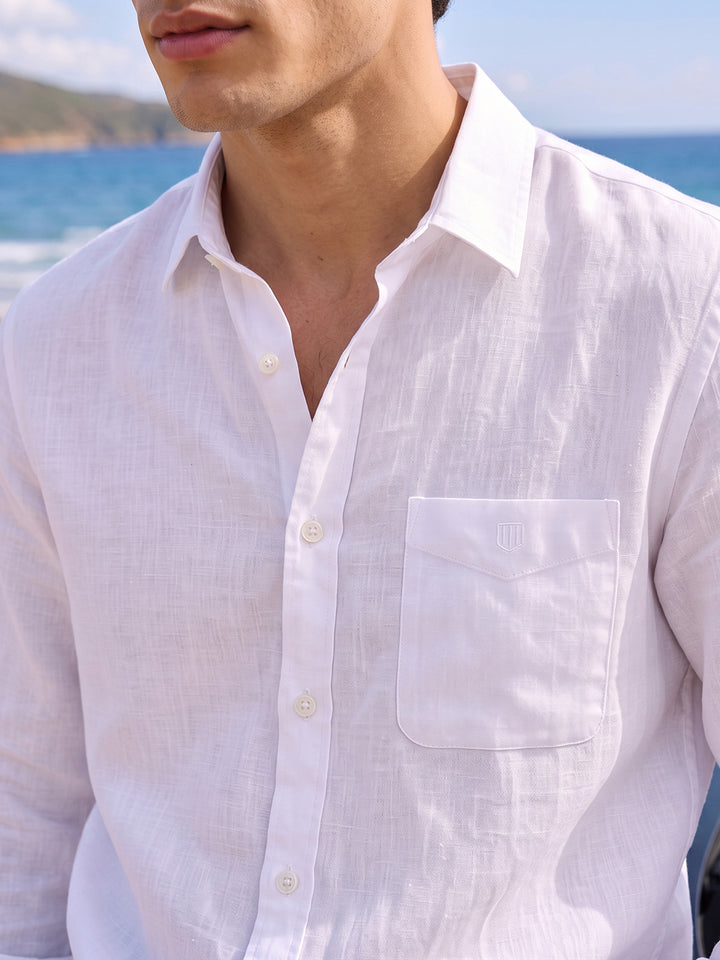 Frost White Plain Casual Shirt