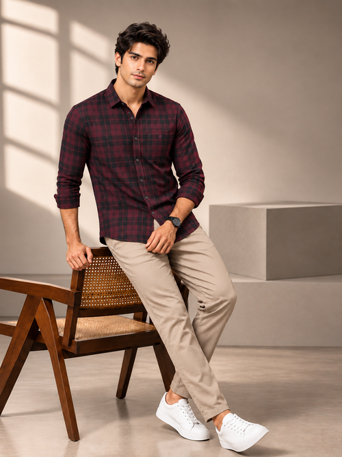 Regal Purple Checkered Casual Shirt