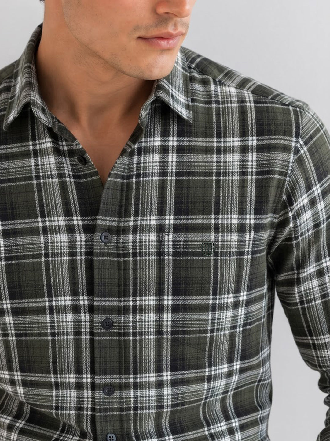 Moss Green Checkered Casual shirt