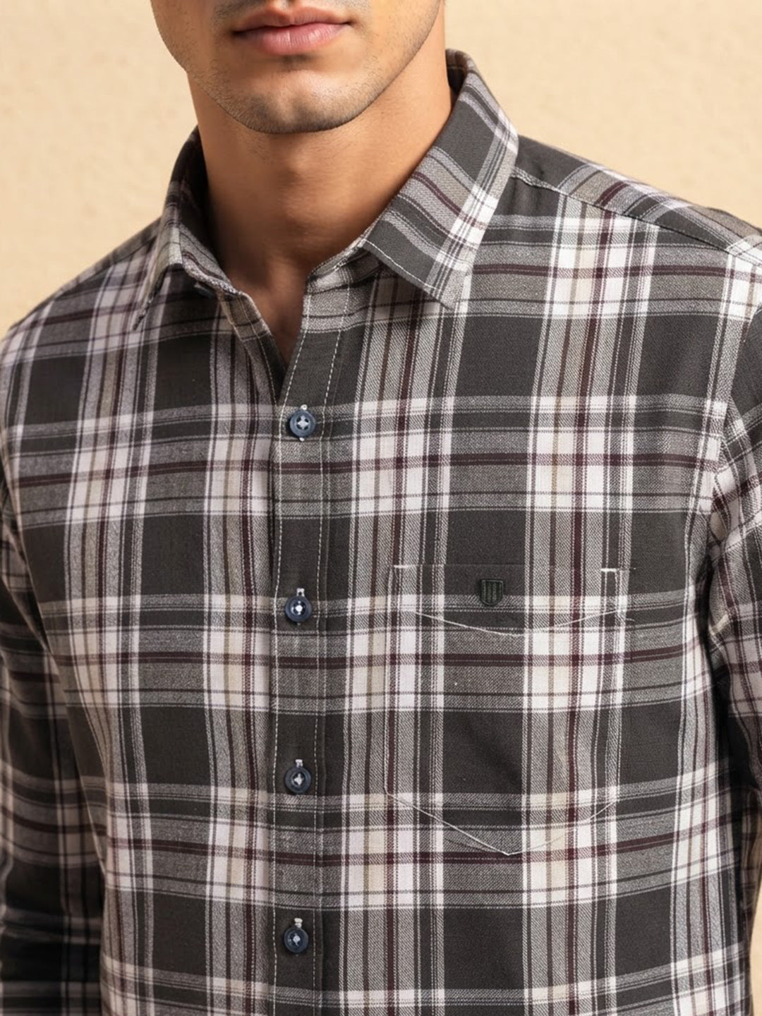 Bottle Green Checkered Casual Shirt