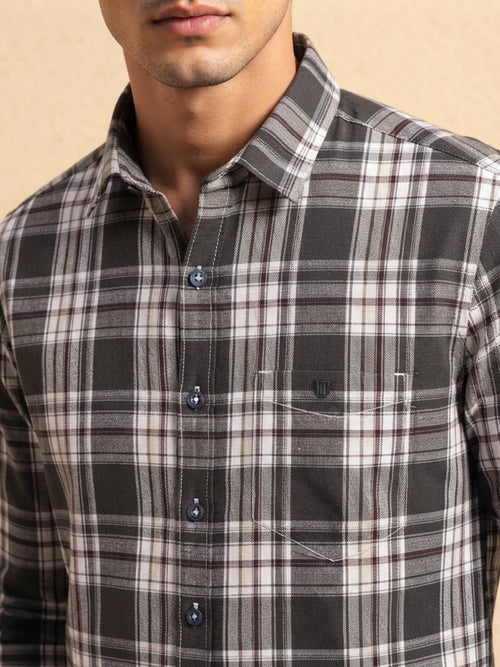 Bottle Green Checkered Casual Shirt