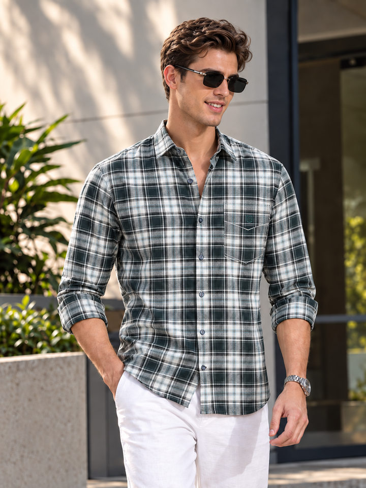 Classic Green Checkered Casual Shirt