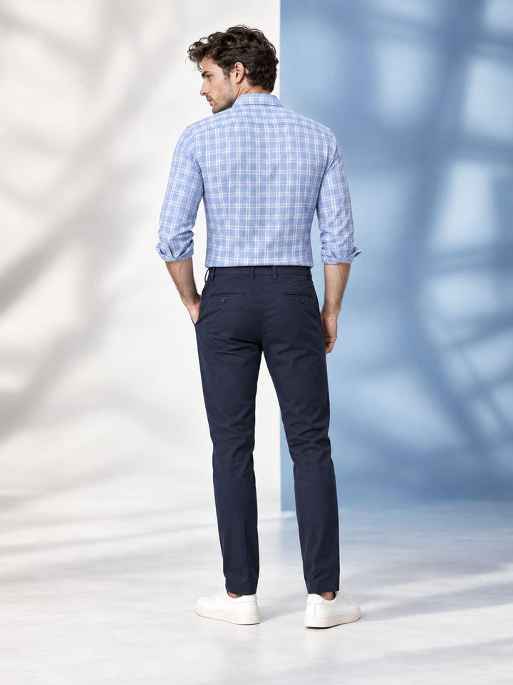 Blue Steel Checkered Formal Shirt